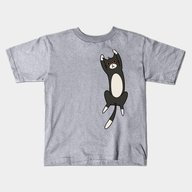 Quirky Lying Black Cat Kids T-Shirt by Art by Biyan